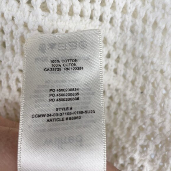 Aritzia WILFRED Peek Crochet Knit Fisherman Crewneck Light Birch Tank Top Size S - Picture 12 of 12